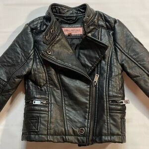 Urban Republic Girls Black Faux Leather Moto style Jacket Size 4